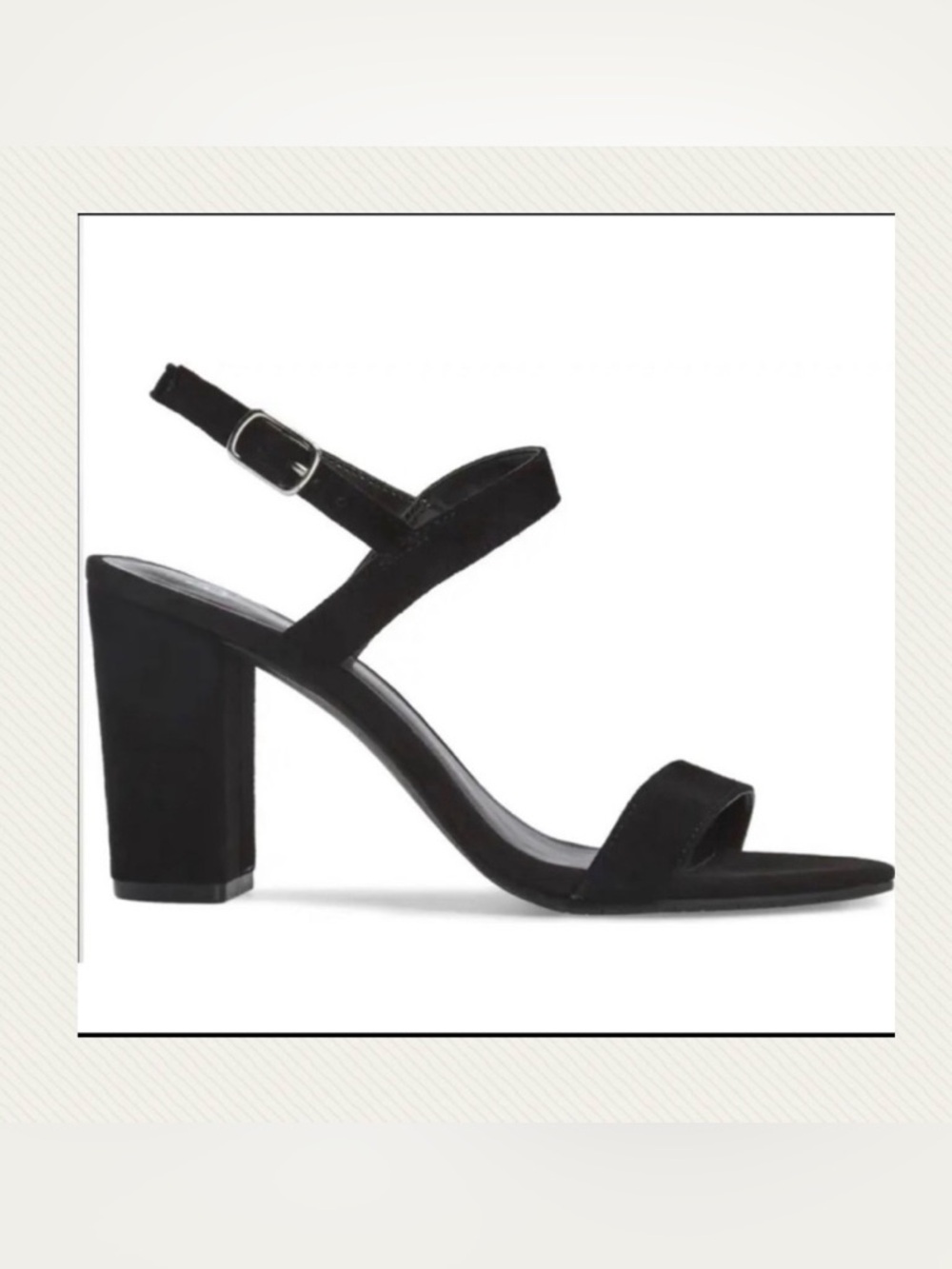 BP Black Suede Leather Upper Block Heel Sandals Size 8M